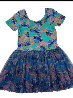 Wild Rich Kids WRK Disney Stitch Tutu Skirted Leo Dress Size 9/10